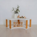 Modular Montessori Shelf Corner - 2 Shelves - White/brownish Oil
