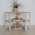 Modular Montessori Shelf Corner - 3 Shelves - Light grey/clear Oil