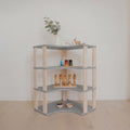 Modular Montessori Shelf Corner - 4 Shelves - Light grey/clear oil