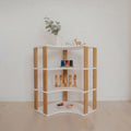 Modular Montessori Shelf Corner - 4 Shelves - White/brownish oil