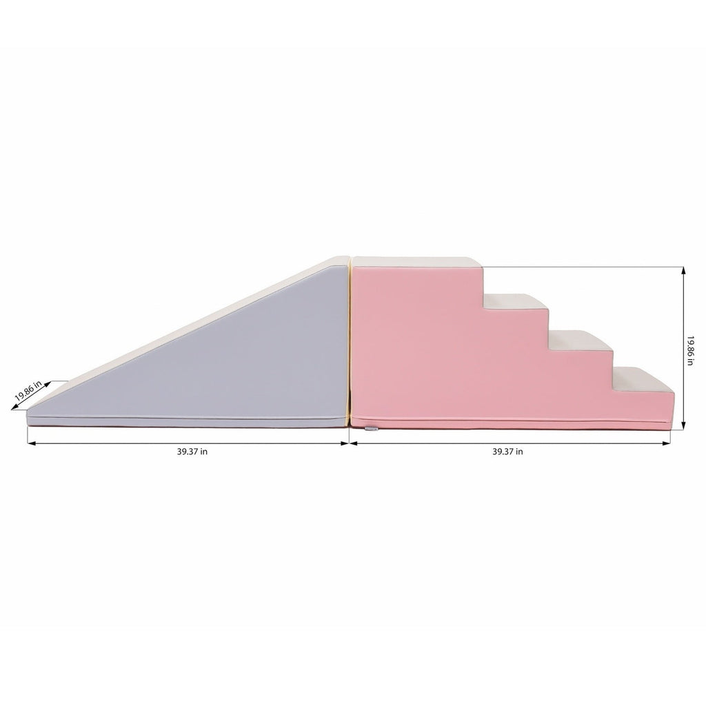 Soft Play Step and Slide Set - Pink & Beige Gray