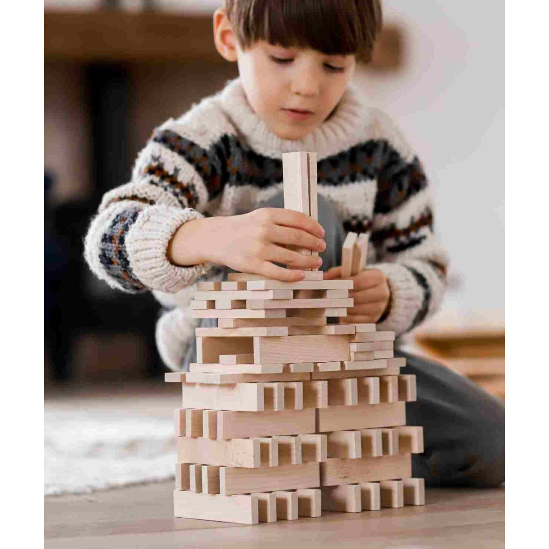 Wooden Architectural Blocks in a Bag - Natural, 200 Pieces