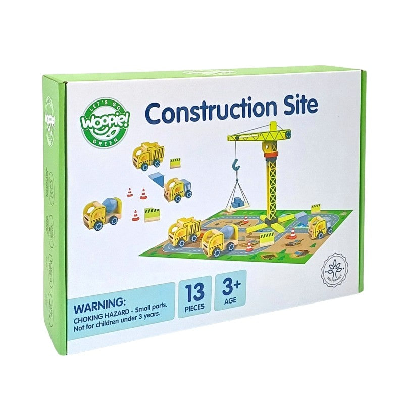 Wooden Construction Site With Vehicles